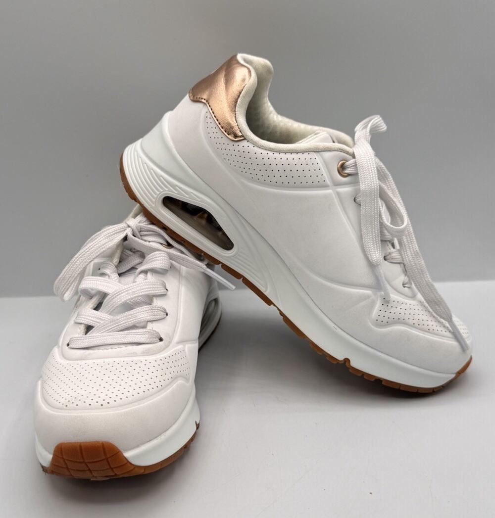 Skechers Street Kids UNO Gen1 Shimmer Away White Sz 2 Little Kid
